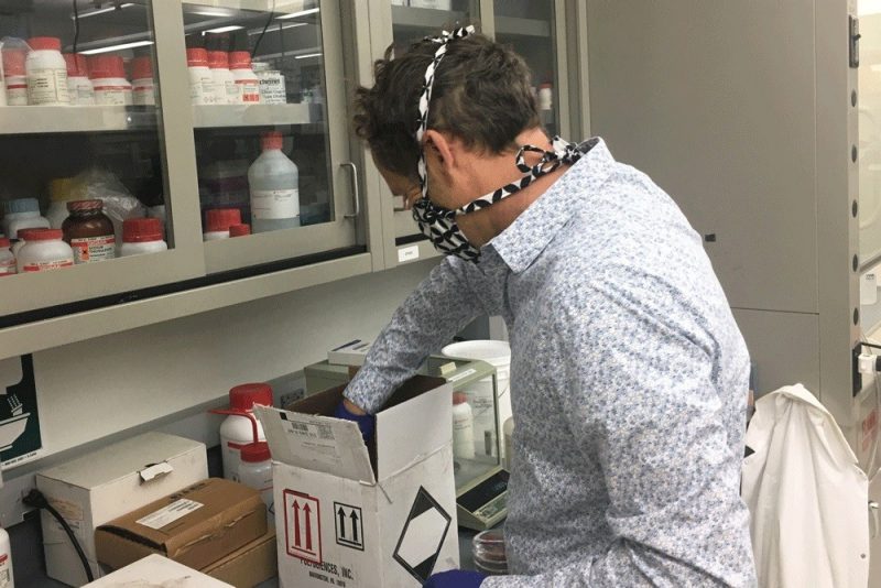 Samples being prepared for shipment.